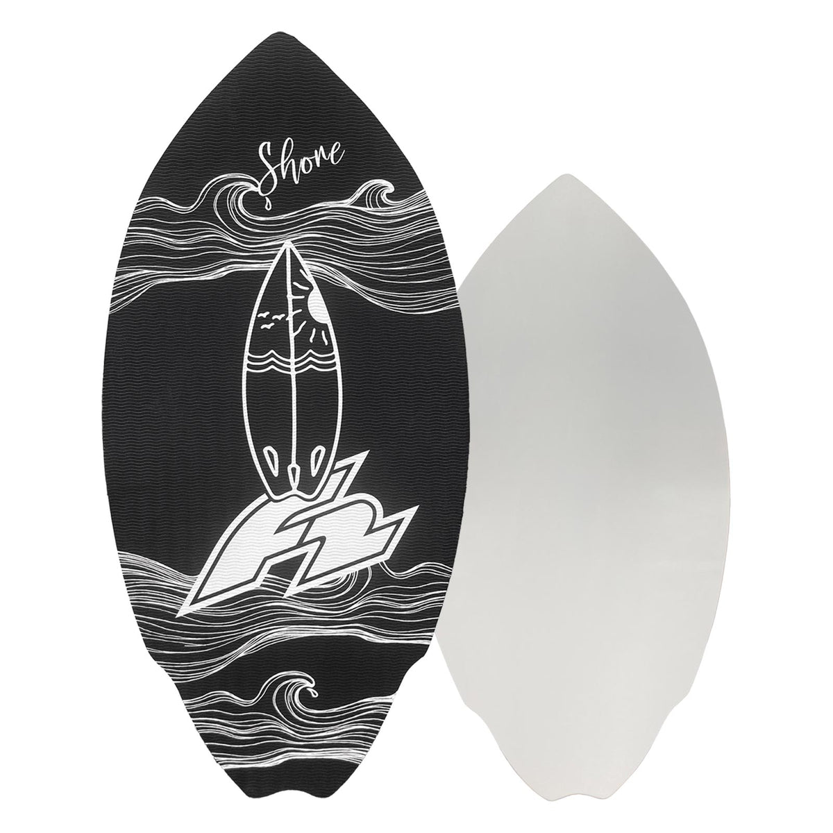 Skimboard GoZone Hiro Noir/Blanc – HPL Glissant Double Pointe + EVA Traction, 106 X 47 Cm