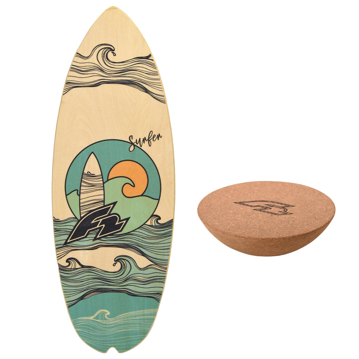 F2 Set Balance Board mit Korkrolle oder Halbkugel - Modell wählbar