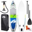 Produktbild: Aufblasbares Stand-Up-Paddle-Board-Set mit Pumpe, Paddel, Tasche und Reparaturset.